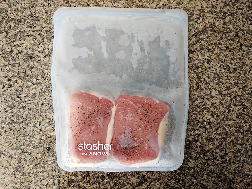 Using the Stasher bag with pork chops