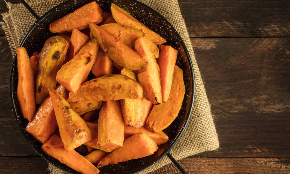 Golden and crispy, sous vide roasted sweet potatoes are a restaurant-worthy side dish.