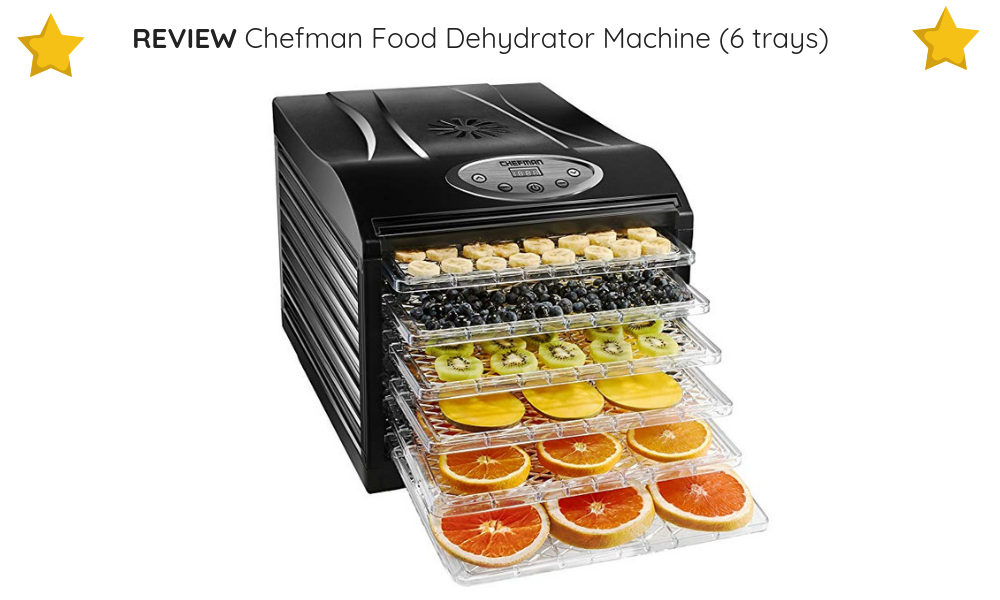 The Chefman Food Dehydrator Machine (6 trays) is budget-friendly yet offers a powerful performance.