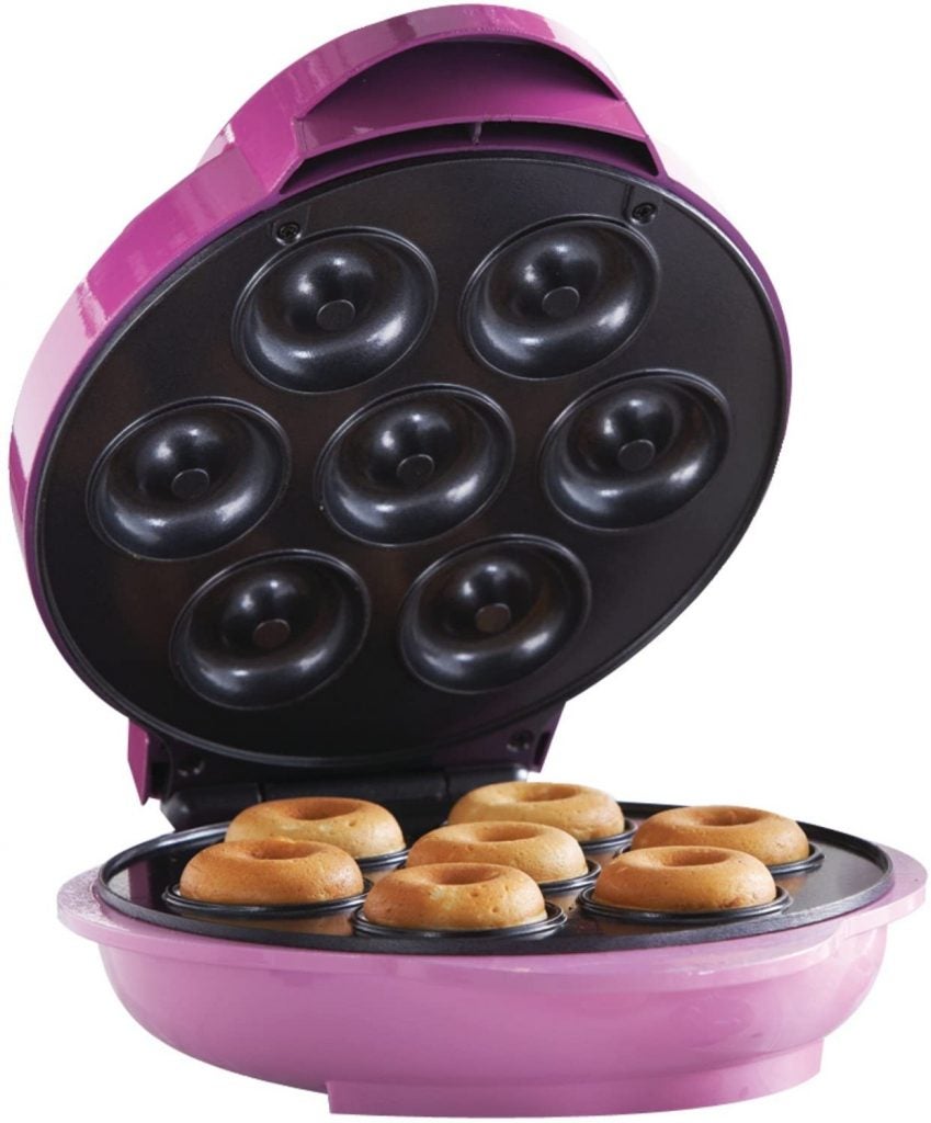 Mini Donut Maker Nonstick Easy to Clean Makes 8 Doughnuts Lightweight Kid