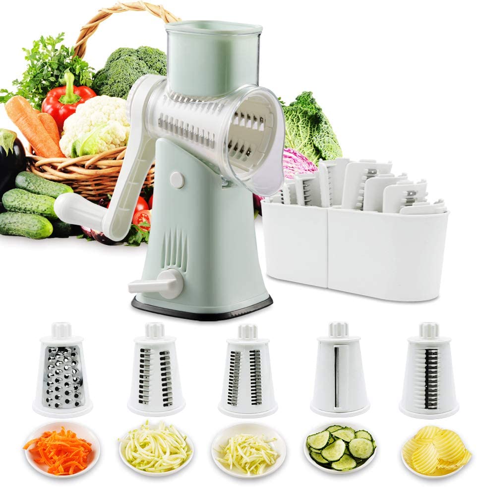 Rotary Graters 5 in 1 Cheese Grater VEKAYA Kitchen Mandoline Slicer Review,  Simple to use and clean, 
