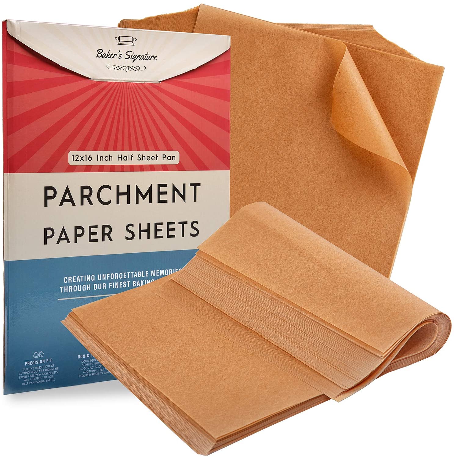 Parchment Paper Baking Sheets by Baker's Signature | Precut Non-Stick &  Unbleached - Will Not Curl or Burn - Non-Toxic & Comes in Convenient  Packaging