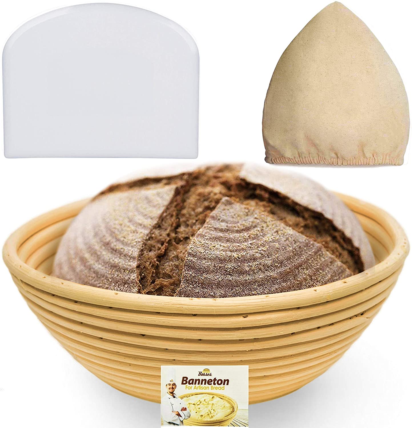 6 Pack 9 Inch Round Bread Proofing Basket Cloth Liner Sourdough Banneton Proofing Cloth Natural Rattan Baking Dough Basket Cover for Home Baking,Professional Baking Supplies