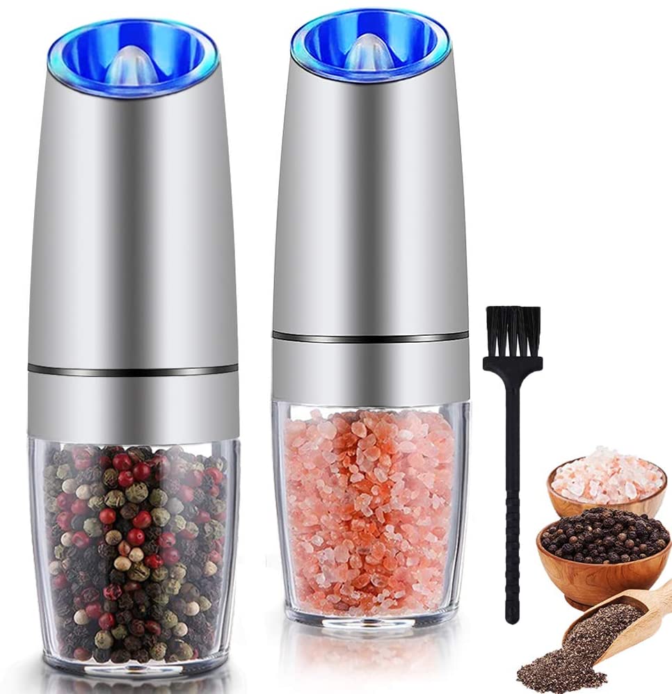 KSL Electric Salt and Pepper Grinder Set - Battery Operated Mill, Automatic Powered Shakers w/Light