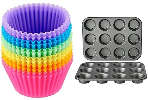 R HORSE 42 Pack Silicone Cupcake Molds Multi Flower-Shaped Baking Cups  Non-Stick Cupcake Wrappers Holders Washable Cake Cups Liners Mold for Pan  Oven