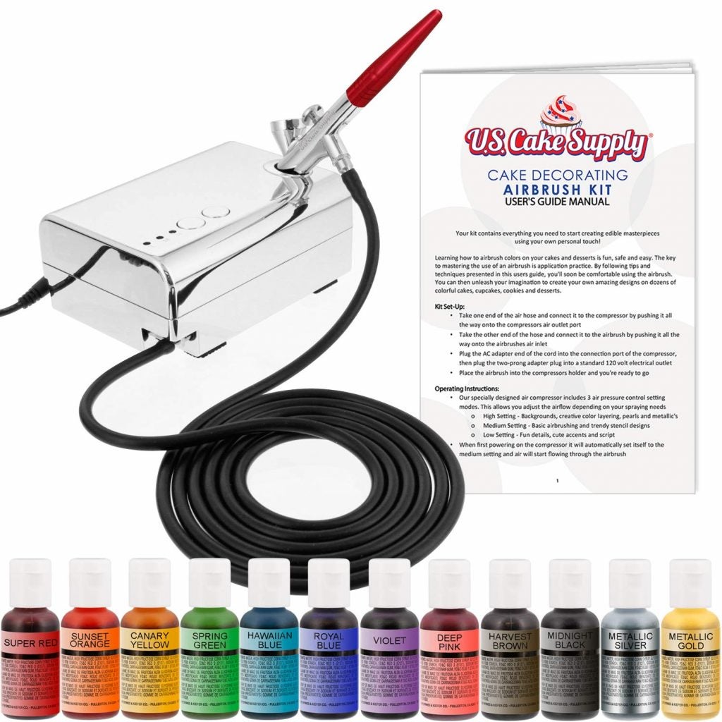 Manual Airbrush For Cakes Cake Decoration Airbrush, Manual Airbrush Pump  With 4 Vaporizers,blue